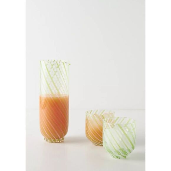 Anthropologie Beatriz Pitcher Lime Green Swirl - Picture 10 of 11